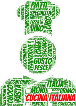 tag cloud con pittogramma di chef italiano