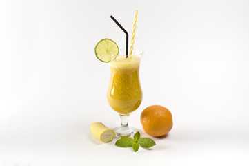 Fresh juices isolated on white