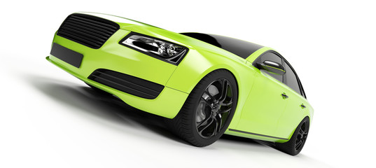 3d rendered illustration of a green sport sedan