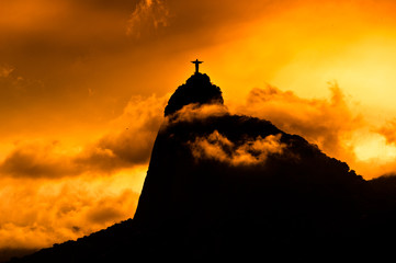Corcovado Mountain with Christ the Redeemer on Sunset
