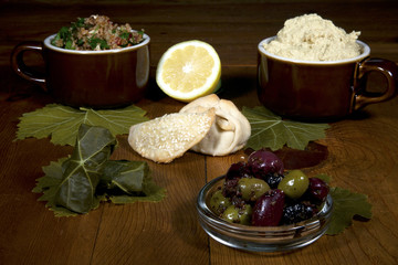 Middle Eastern appetizer spread 