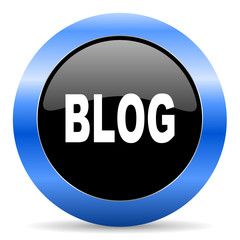 blog blue glossy icon