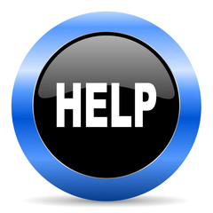 help blue glossy icon
