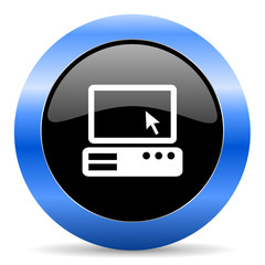 computer blue glossy icon