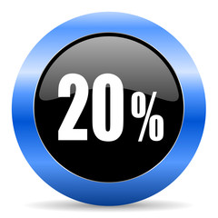 20 percent blue glossy icon