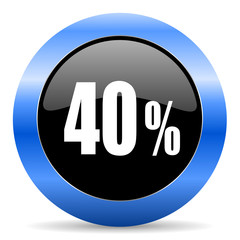 40 percent blue glossy icon