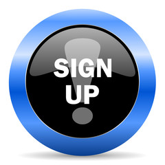 sign up blue glossy icon