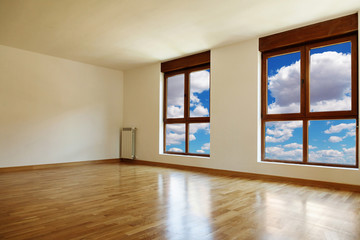 Empty interior room and windows