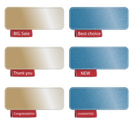 Set of color labels with red tags, vector illustration