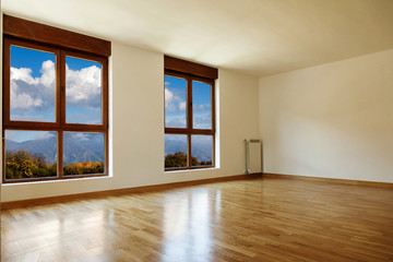 Empty interior room and windows