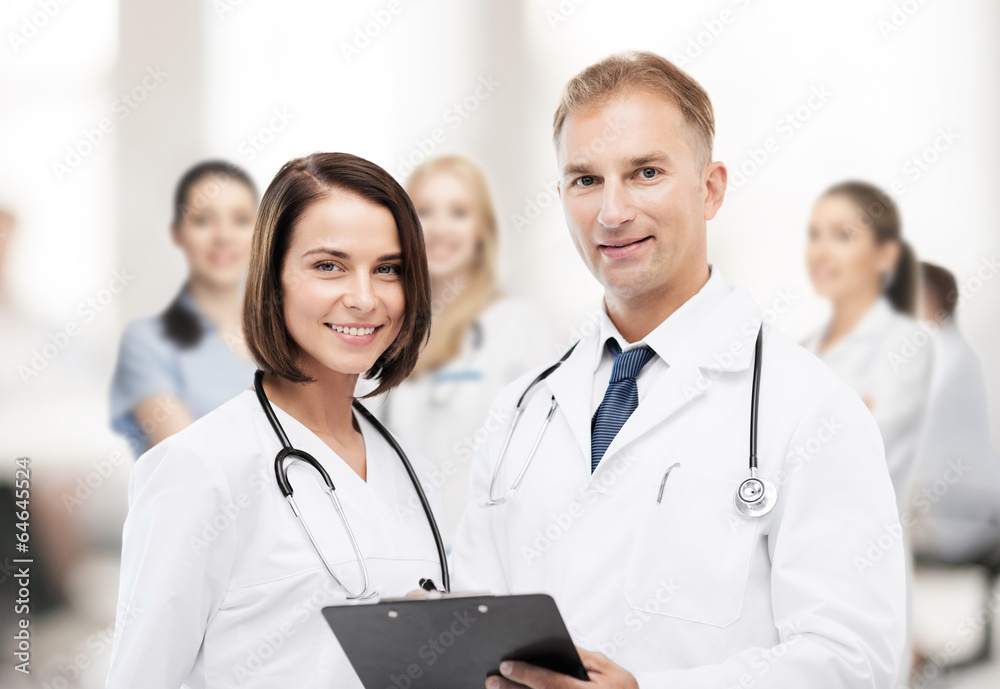 Fototapete two doctors with stethoscopes