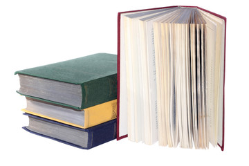 stack of Old books isolated white