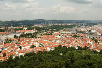 Fototapeta na wymiar View from Petrin Lookout Tower, Prague - Czech Republic