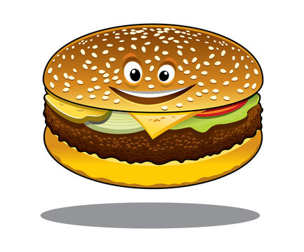 Cartoon Cheeseburger With A Happy Smile