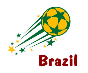 Fototapeta na wymiar Flying brazil soccer or football ball