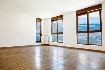 Empty interior room and windows