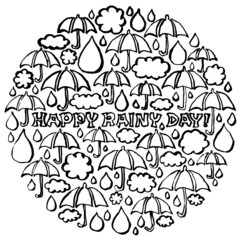 雨の日　サービスデー　手書きのイラスト