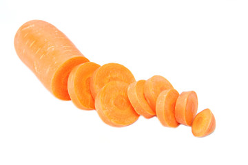 sliced carrot of isolated on white.