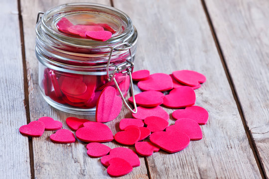 Hearts in jar