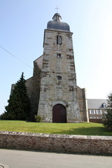 Fototapeta na wymiar Church in Ducey village,Normandy, France