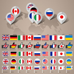 G8 flags with map big set