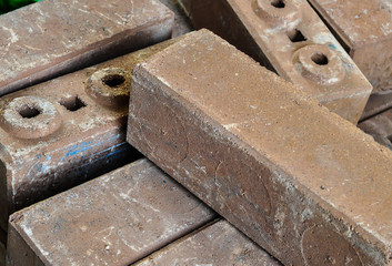 Brown concrete construction blocks