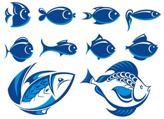 Set of vector fish icons