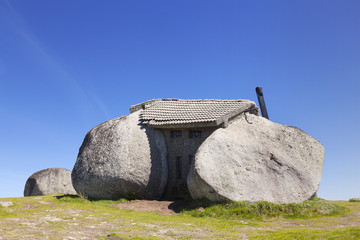 Stone house in the top of a mountain near Guimaraes, Fafe Portug