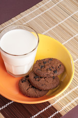 Chocolate chip cookies and milk