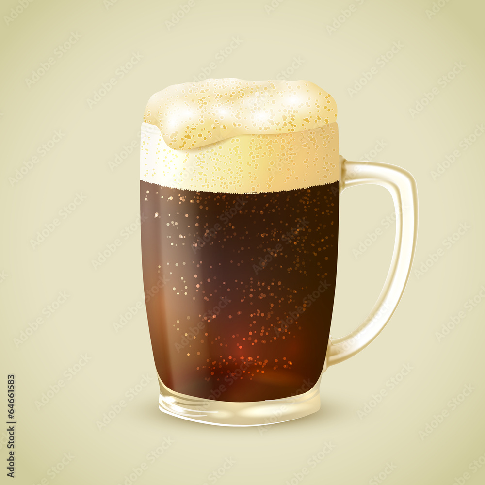 Wall mural mug of dark beer emblem