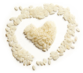 Heap of rice and heart form