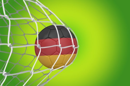 Football in germany colours at back of net