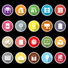 Home office icons with long shadow