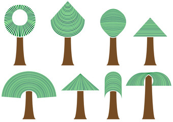 isolated set of eight abstract trees