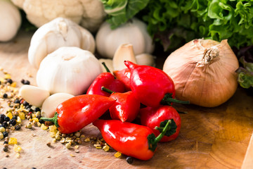 Red Hot chili peppers with garlic and mixed spices