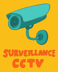 camera cctv ,vector illustration, hand drawn
