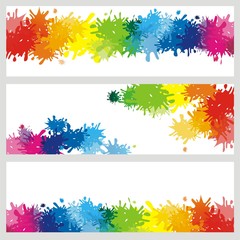 3 Banner mit Farbklecksen