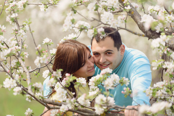 Fototapeta premium Adorable Lovers in Flowers