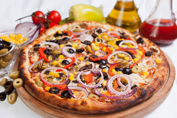 Olive focaccia pizza