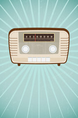 Vintage radio on retro grungy background