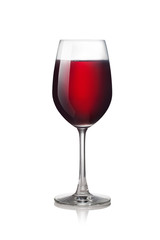Glass of red wine isolated on a white background