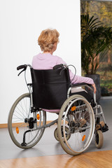 Obraz na płótnie Canvas Elderly lady on wheelchair