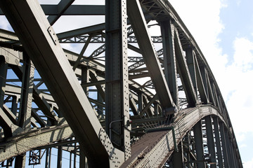 Construction of the railway bridge against sky in a sunlight