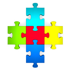Fototapeta premium 3d multicolor puzzle forming plus symbol