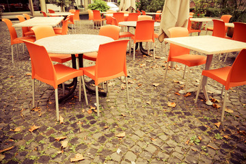 Street view of a coffee terrace