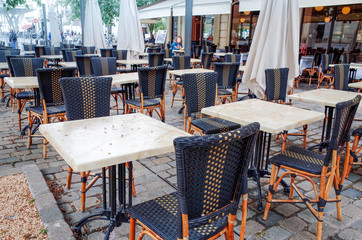 Street view of a coffee terrace