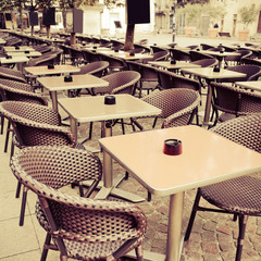 Street view of a coffee terrace