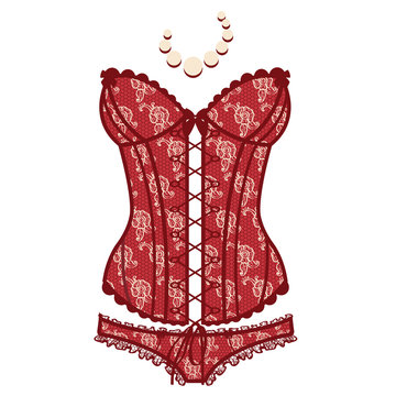 Vintage  red sexy guipure corset