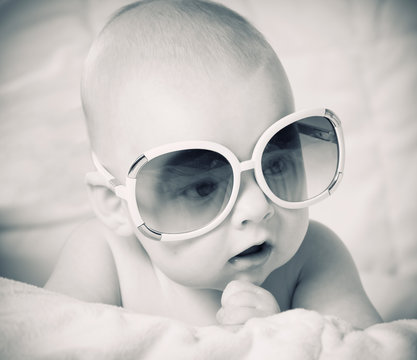 funny baby in sunglasses
