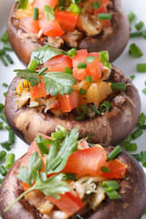 Vegetarian cuisine: stuffed mushrooms macro.